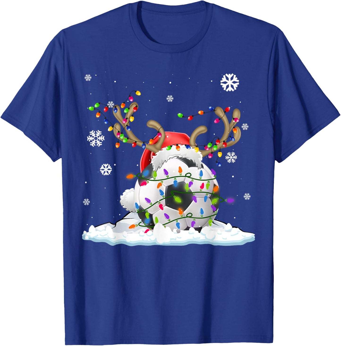 Funny Soccer Lovers Soccer Santa Hat Ugly Christmas Sweater T-Shirt - T-Shirt | Royal