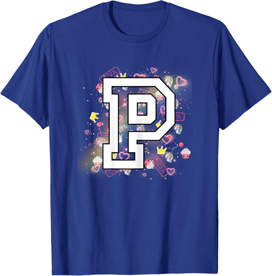 Kids Letter P Clothing For a Girl Who's Name Starts With P T-Shirt - T-Shirt | Royal