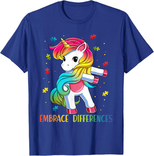 Embrace Differences Unicorn - Autism Awareness for Kids T-Shirt - T-Shirt | Royal