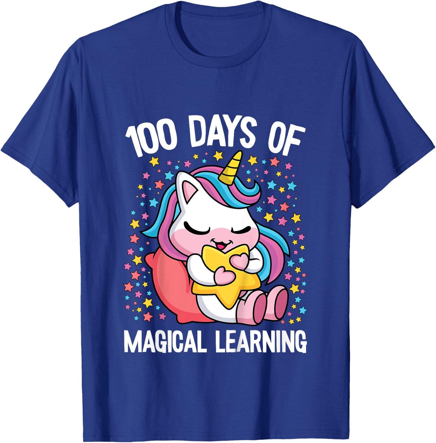 100 Days Of Magical Learning 100th Day Of School Unicorn T-Shirt - T-Shirt | Royal