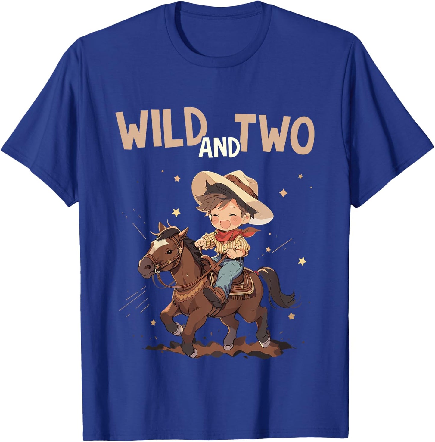 Kids 2nd Birthday Cute Little Cowboy Western - Wild and Two T-Shirt - T-Shirt | Royal