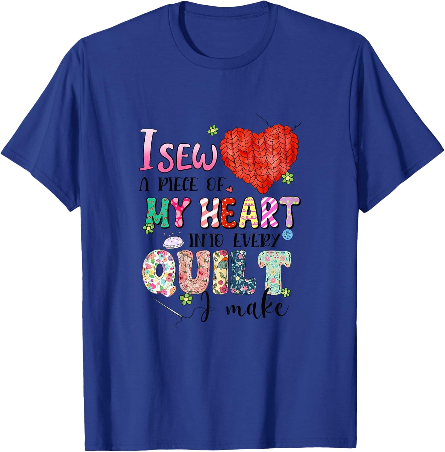 Sewing Mom Quilting Yarn Graphic Seamstress Sewing Themed T-Shirt - T-Shirt | Royal