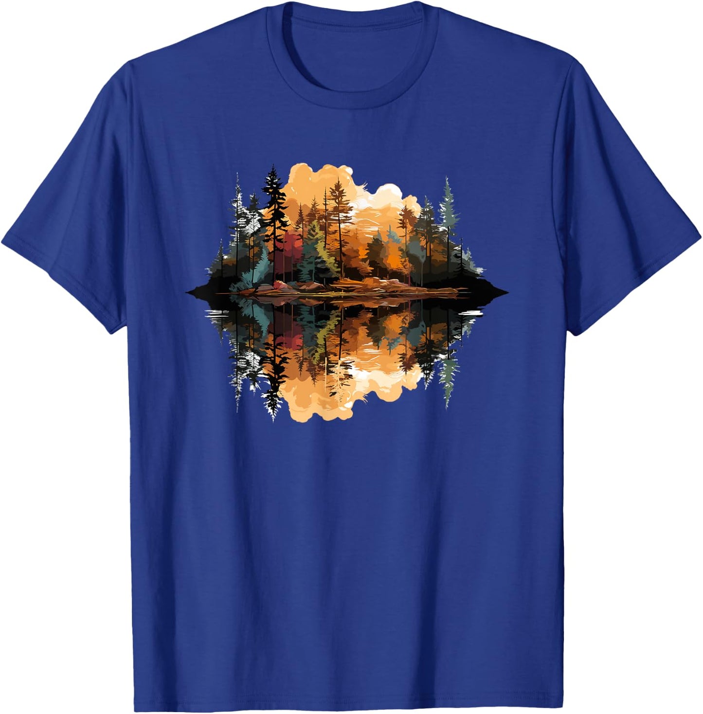 Nature Reflection Forest Trees Outdoor Wildlife T-Shirt - T-Shirt | Royal