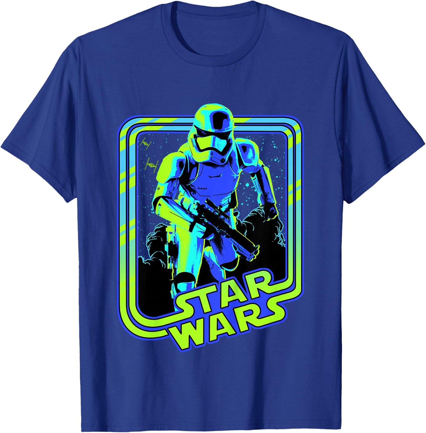 Kids Star Wars Classic Stormtrooper Retro Neon Glow Poster T-Shirt - T-Shirt | Royal