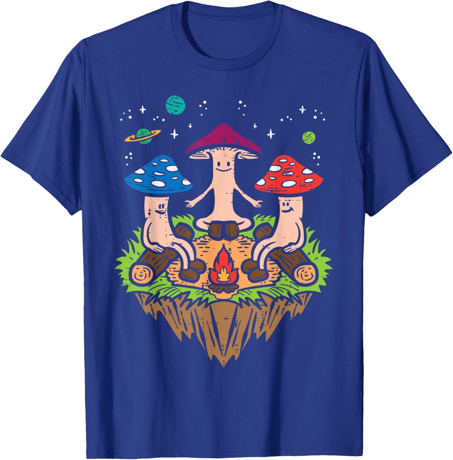 Hippie Mushrooms Camping Funny Psychedelic Camper Men Women T-Shirt - T-Shirt | Royal