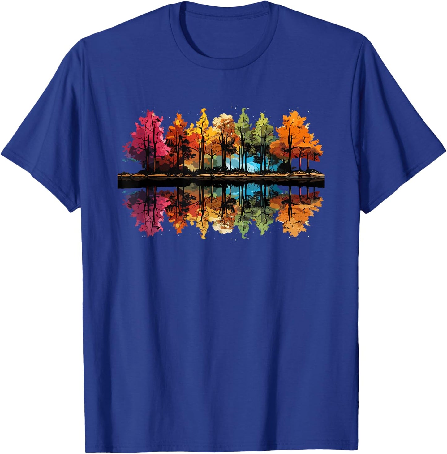 Nature Reflection Forest Trees Outdoor Wildlife T-Shirt - T-Shirt | Royal