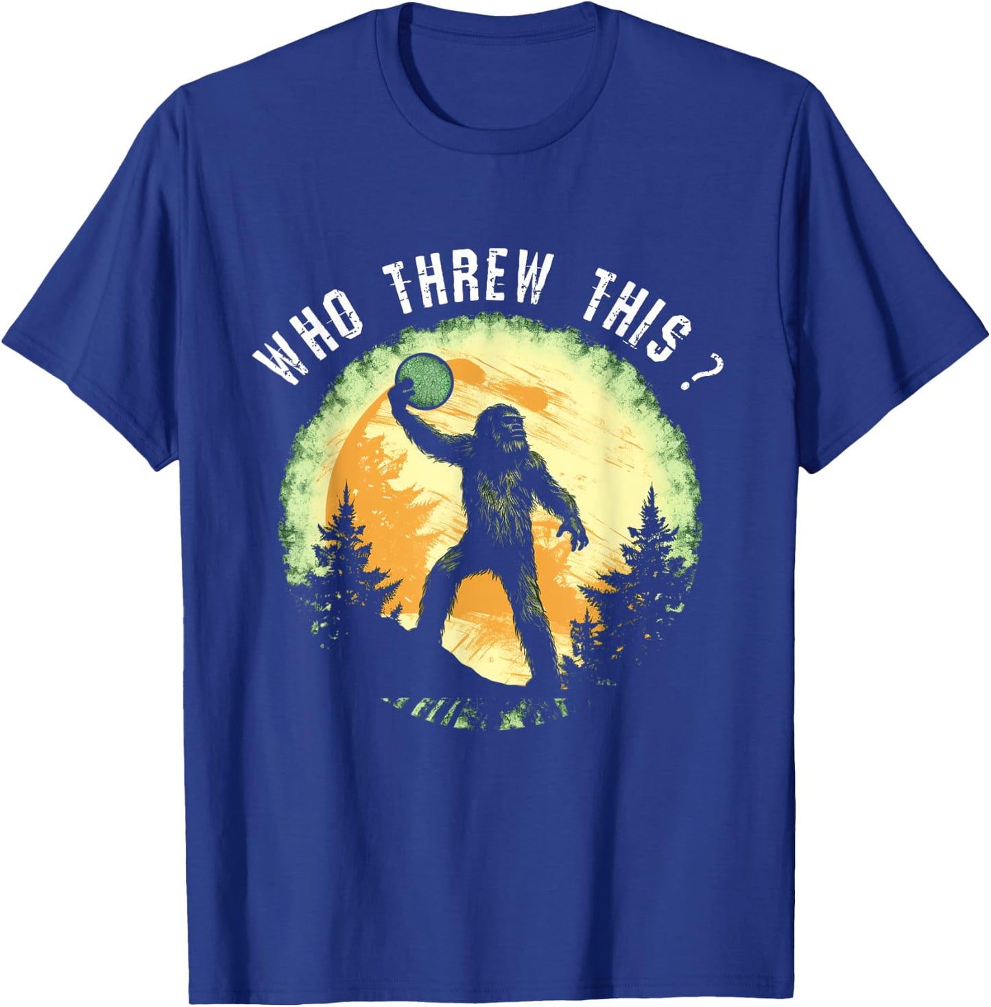 Dirhame Disc Golf Funny Bigfoot , -Adults, Black, Small, Short Sleeve, Classic Fit, Cotton 60% Polyester 40% T-Shirt - T-Shirt | Royal