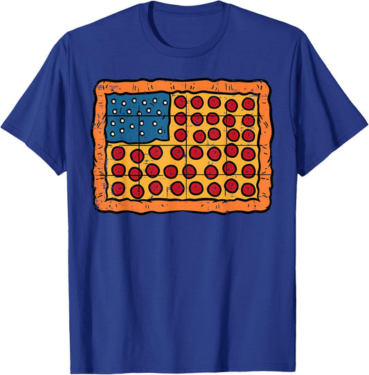 4th July Pizza US Flag Funny Patriotic Food Men Women Kids T-Shirt - T-Shirt | Royal