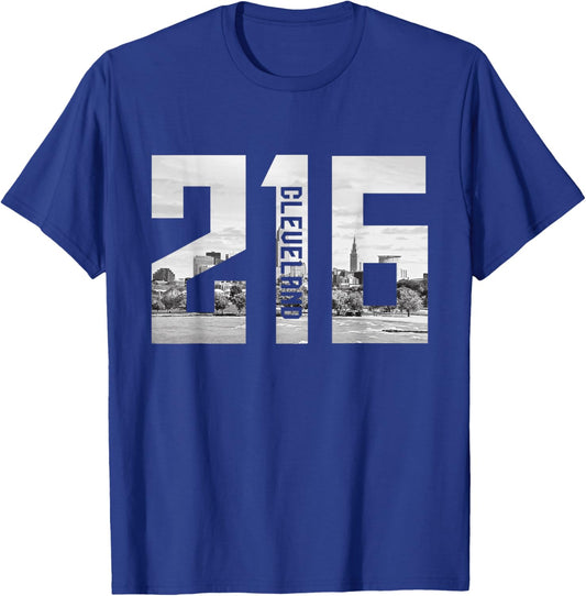 Vintage Cleveland Ohio 216 Area Code Skyline T-Shirt - T-Shirt | Royal