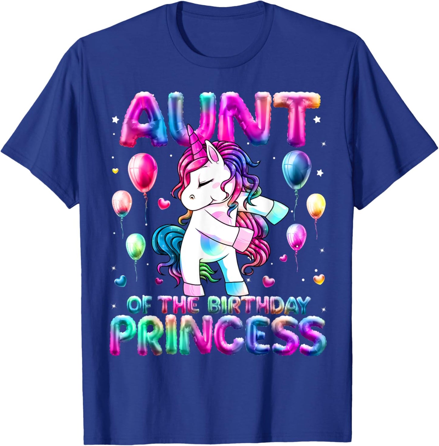 Auntie of the Birthday Princess Girl Flossing Unicorn Aunt T-Shirt - T-Shirt | Royal