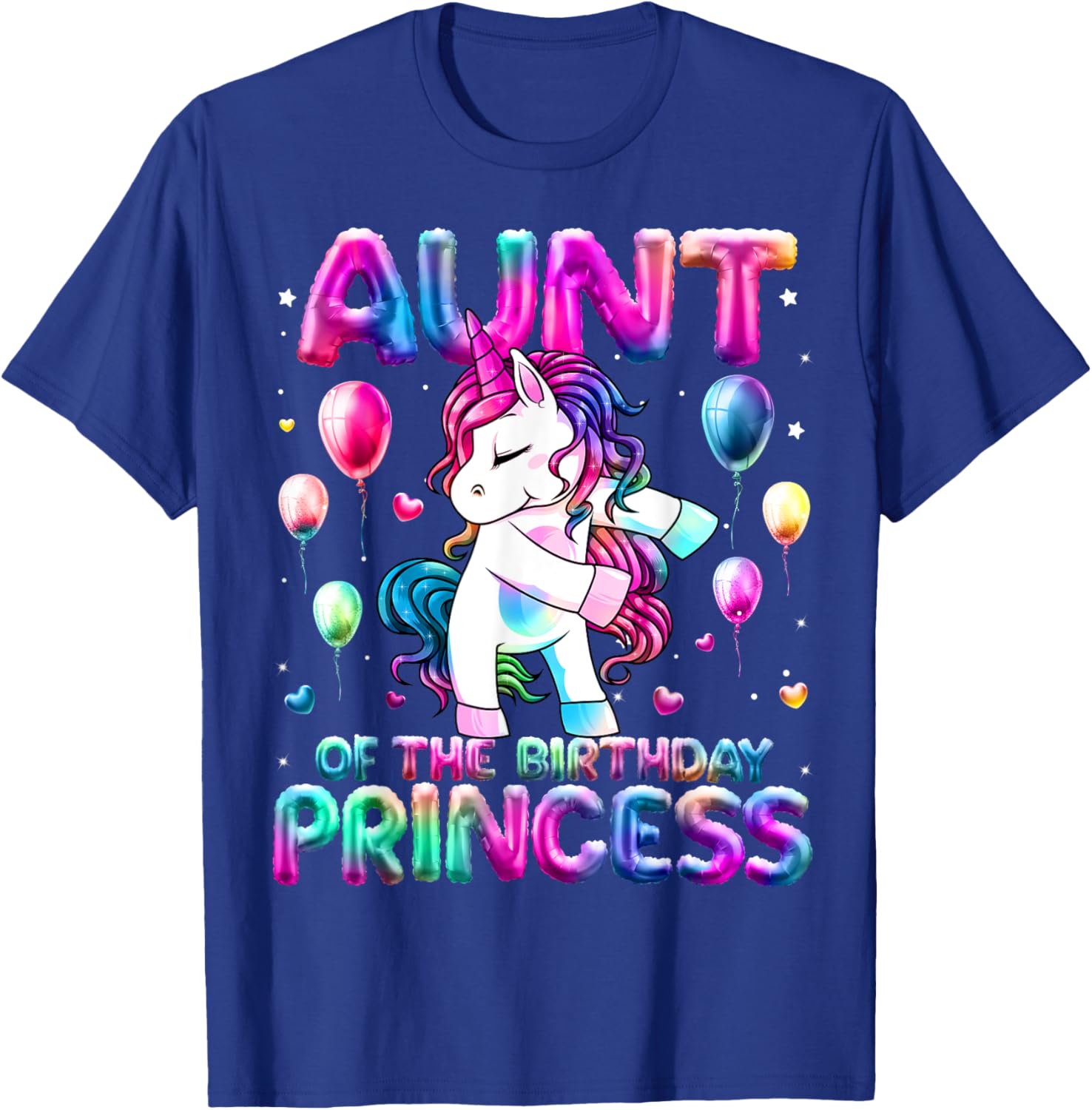 Auntie of the Birthday Princess Girl Flossing Unicorn Aunt T-Shirt - T-Shirt | Royal