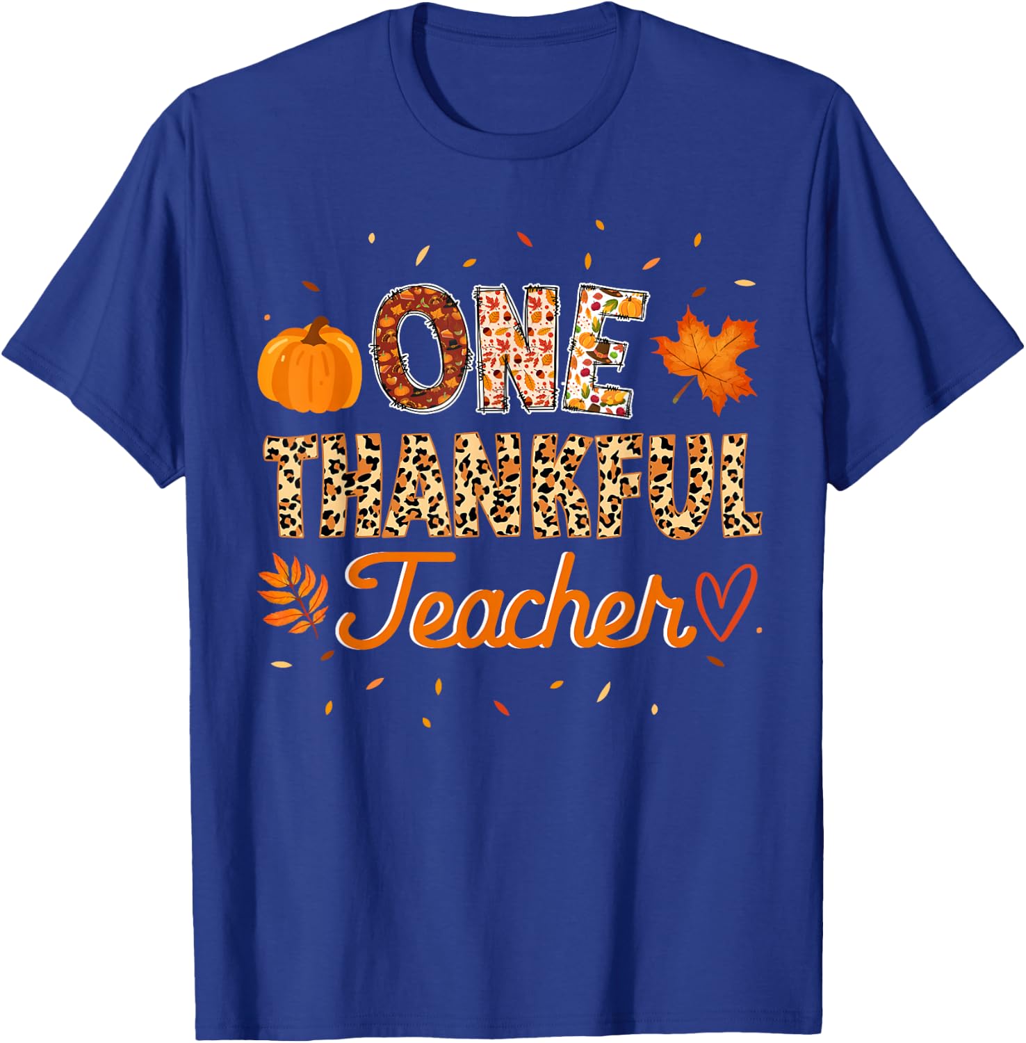 Rainbow Leopard Fall Thanksgiving Teacher Outfit Women Men T-Shirt - T-Shirt | Royal