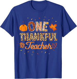 Rainbow Leopard Fall Thanksgiving Teacher Outfit Women Men T-Shirt - T-Shirt | Royal