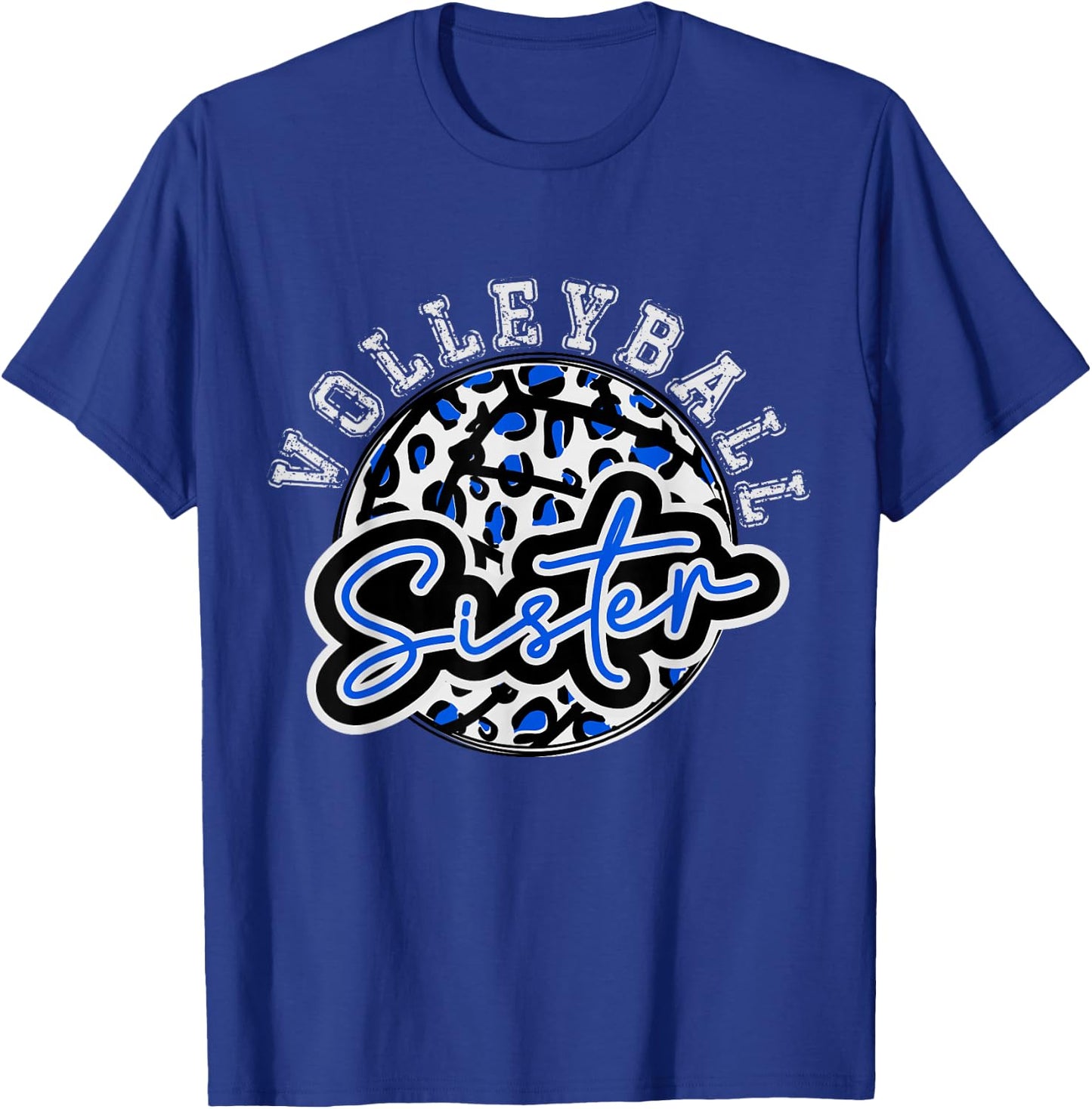 Leopard Cheetah Volleyball Blue Sister Shirt Trendy T-Shirt - T-Shirt | Royal