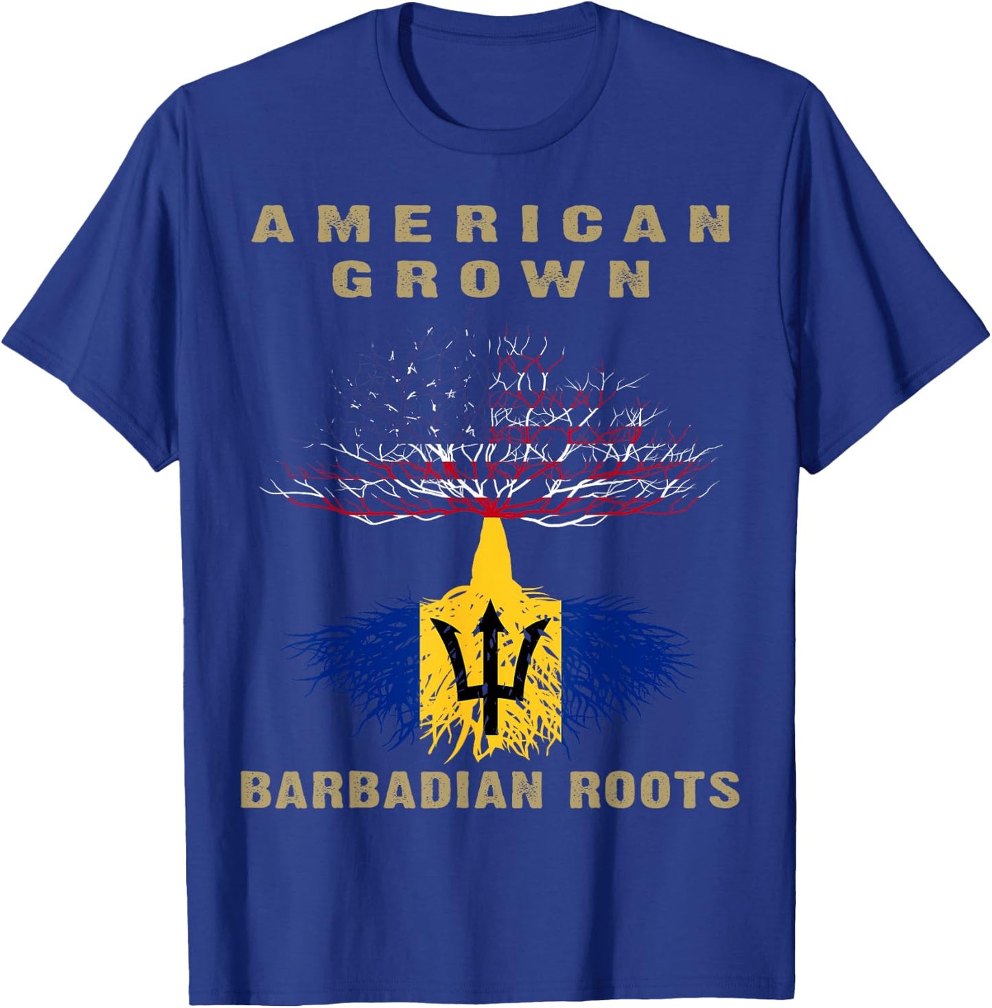 Barbados Bajan Barbadian Heritage Proud Half Barbadian Flag T-Shirt - T-Shirt | Royal