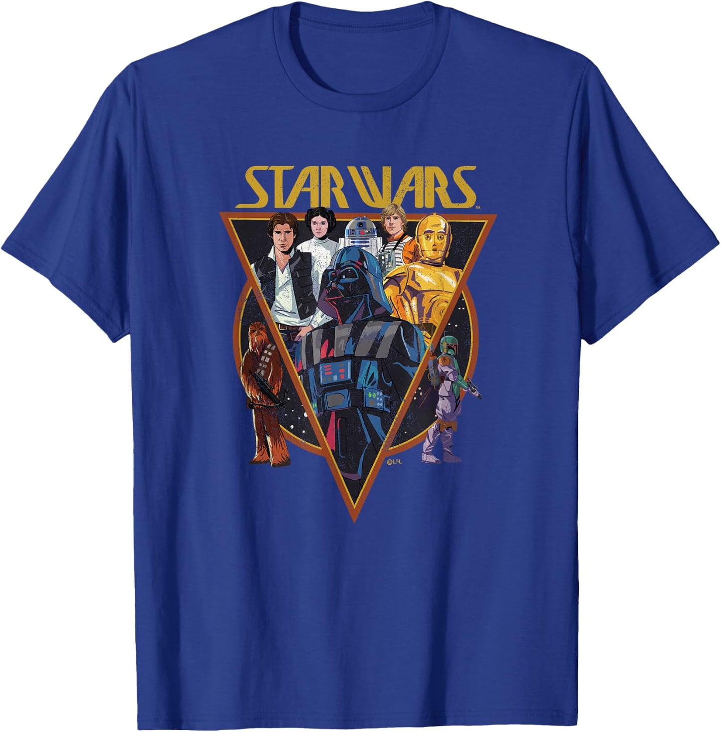 Star Wars Classic Art Characters and Logo Retro Vintage T-Shirt - T-Shirt | Royal