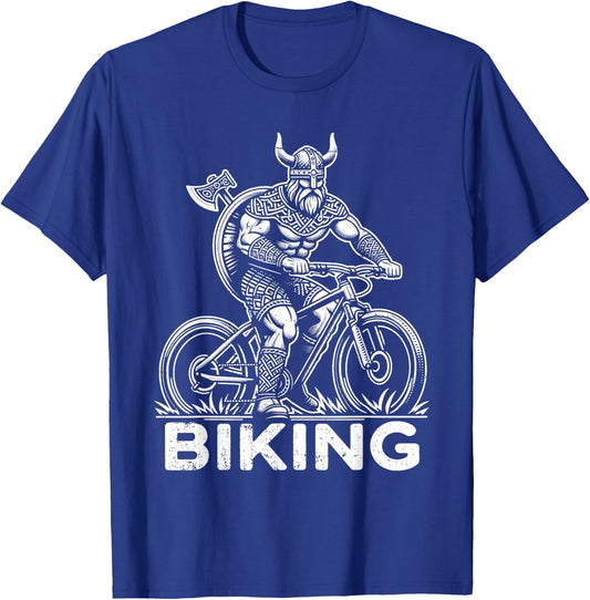 Biking Viking Funny Mountain Biker Pun T-Shirt - T-Shirt | Royal