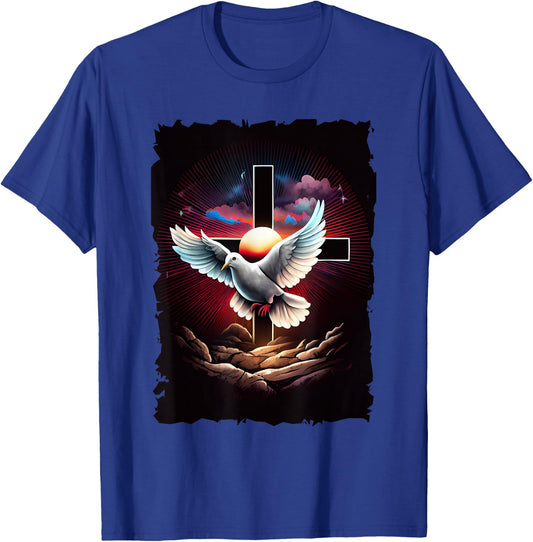 Christian Dove Cross retro 70s vintage T-Shirt - T-Shirt | Royal