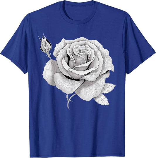 Minimalistic black and white Rose T-Shirt - T-Shirt | Royal