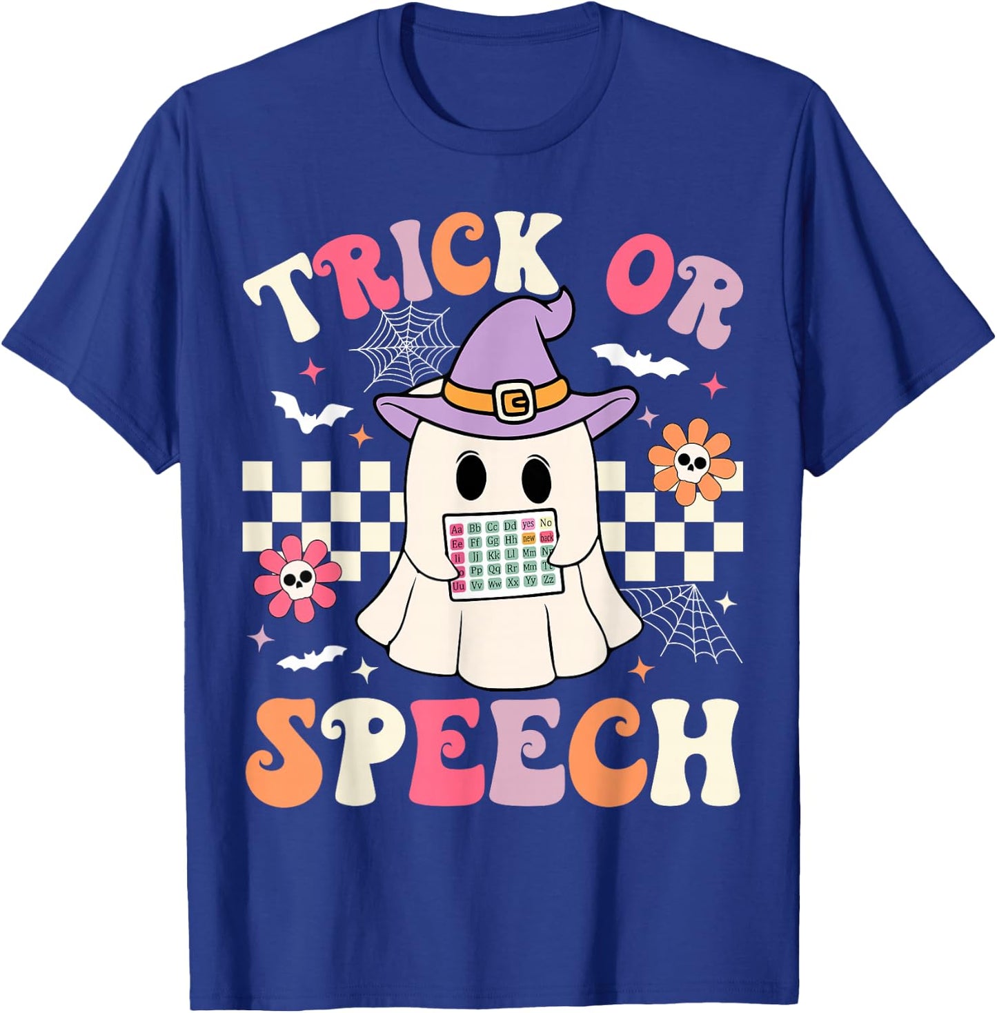 Trick or Speech Retro SLP Halloween Speech Therapy Halloween T-Shirt - T-Shirt | Royal