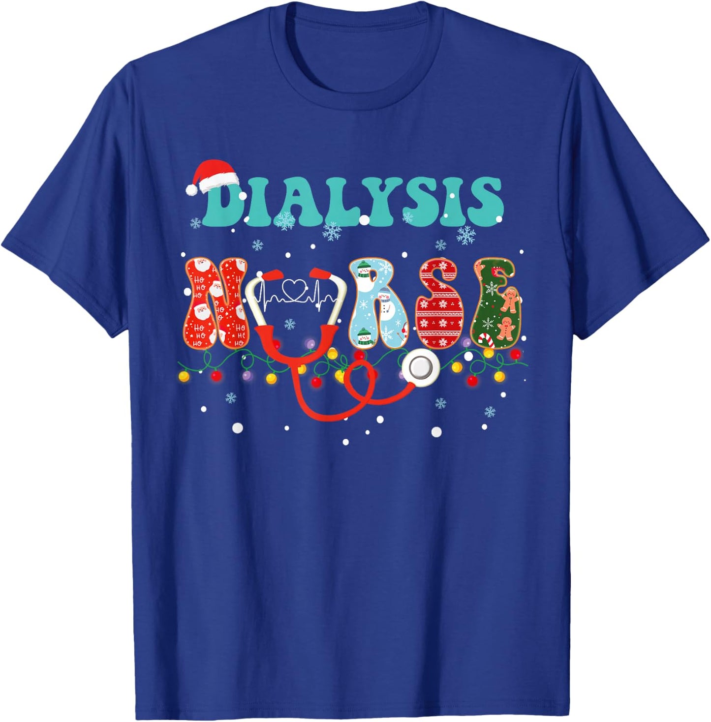 Christmas Dialysis Nurse RN Nephrology X-Mas Pajama groovy T-Shirt - T-Shirt | Royal