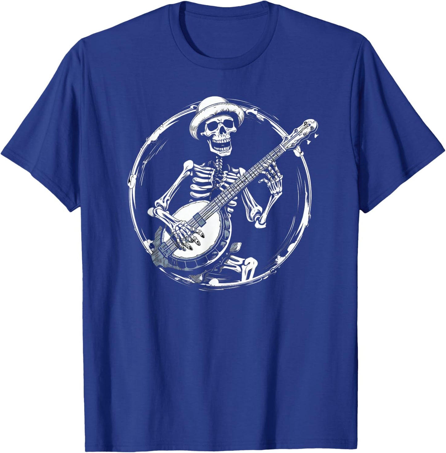 skeleton playing banjo Funny Bluegrass Style T-Shirt - T-Shirt | Royal