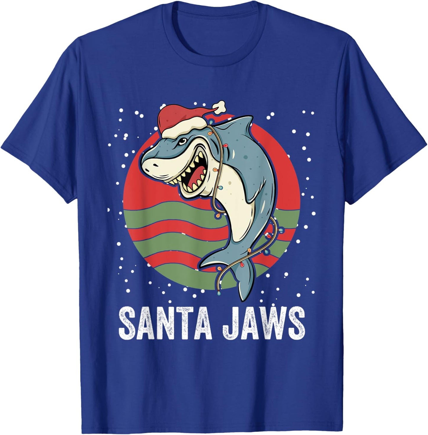 Santa Shark Christmas Lights Funny Boys Merry Sharkmas Xmas T-Shirt - T-Shirt | Royal