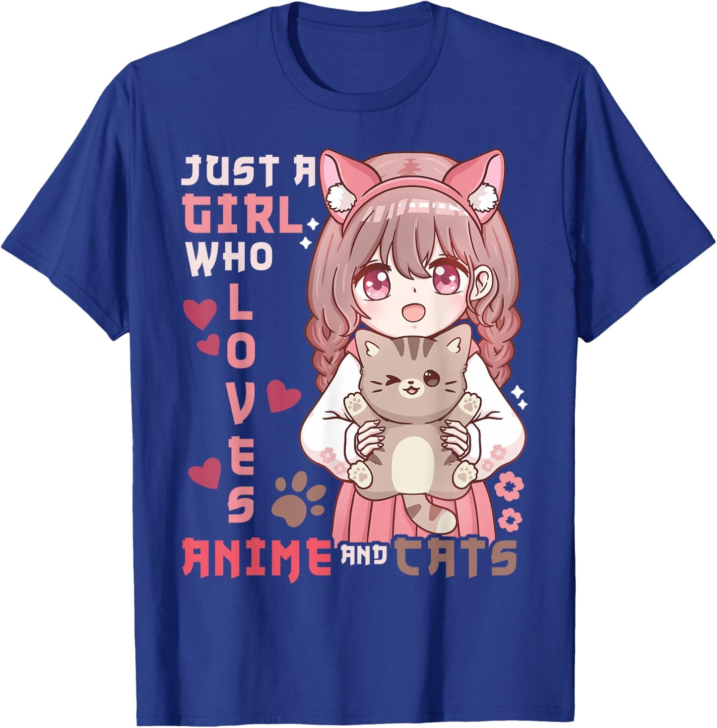 Anime Cat Girl Just a Girl Who Loves Anime and Cats T-Shirt - T-Shirt | Royal