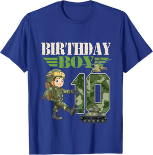 Kids 10th Birthday Military Themed Camo Boys 10 Yrs Old Soldier T-Shirt - T-Shirt | Royal