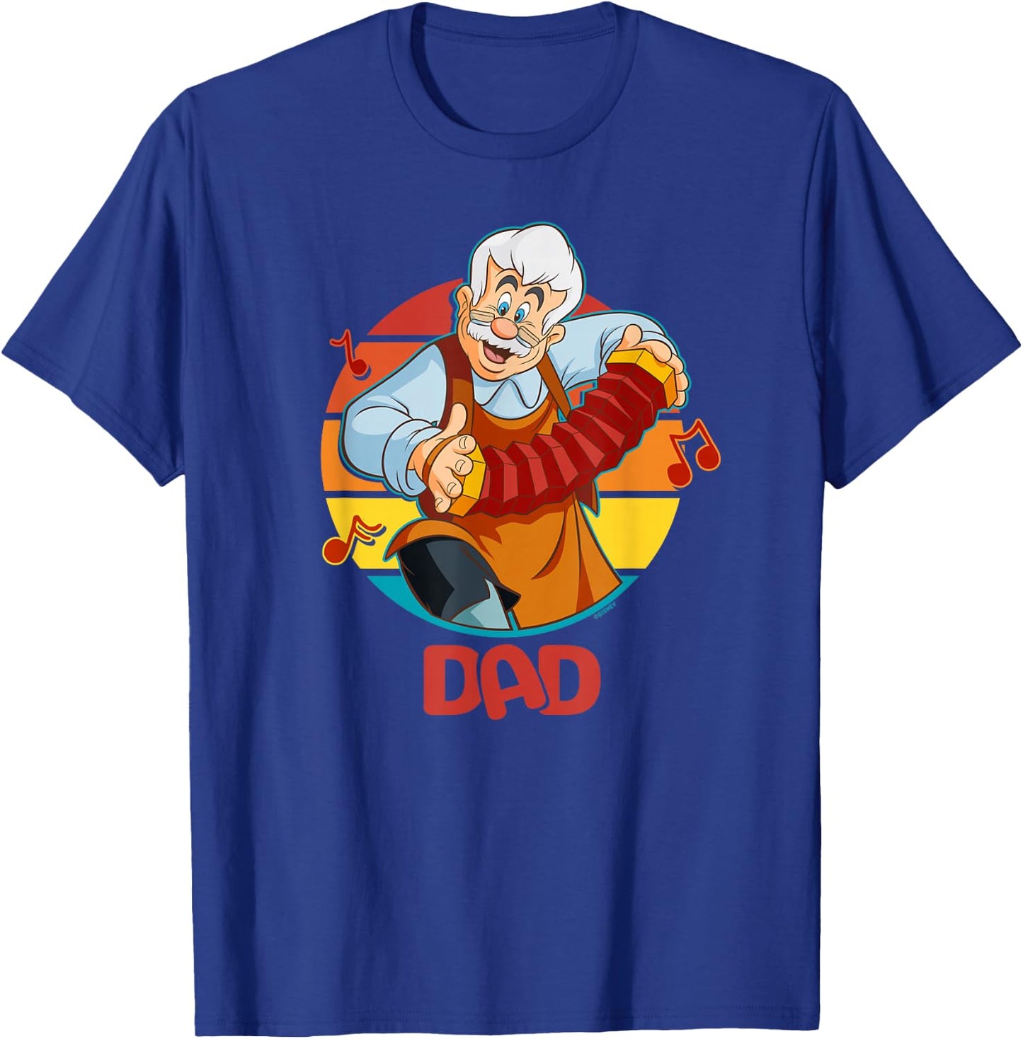 Disney Pinocchio Geppetto Dad Accordion Father’s Day T-Shirt - T-Shirt | Royal
