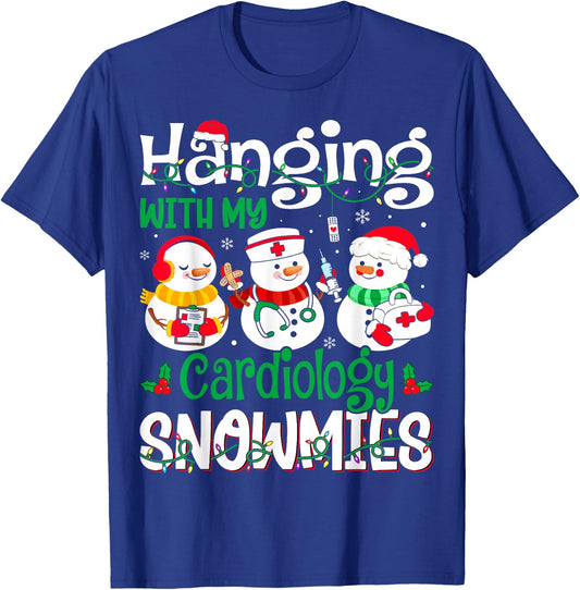 Hanging With My Cardiology Nurse Snowmies Christmas Nursing T-Shirt - T-Shirt | Royal