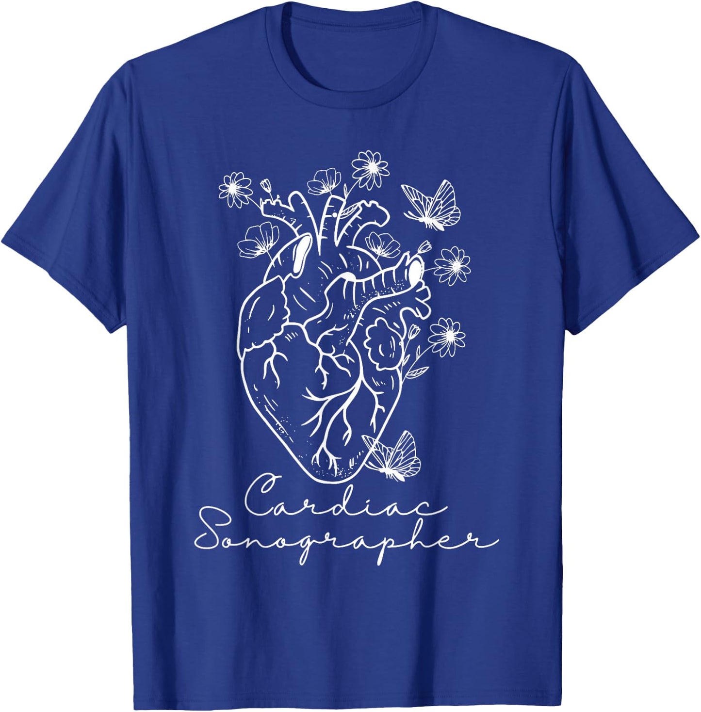 Anatomical Heart Cardiac Sonographer RDCS Echocardiographer T-Shirt - T-Shirt | Royal