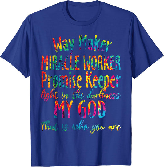 Christian Bible Verse Waymaker Miracle Worker Promise Keeper T-Shirt - T-Shirt | Royal