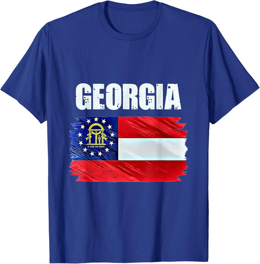 Georgia Flag Us State T-Shirt - T-Shirt | Royal