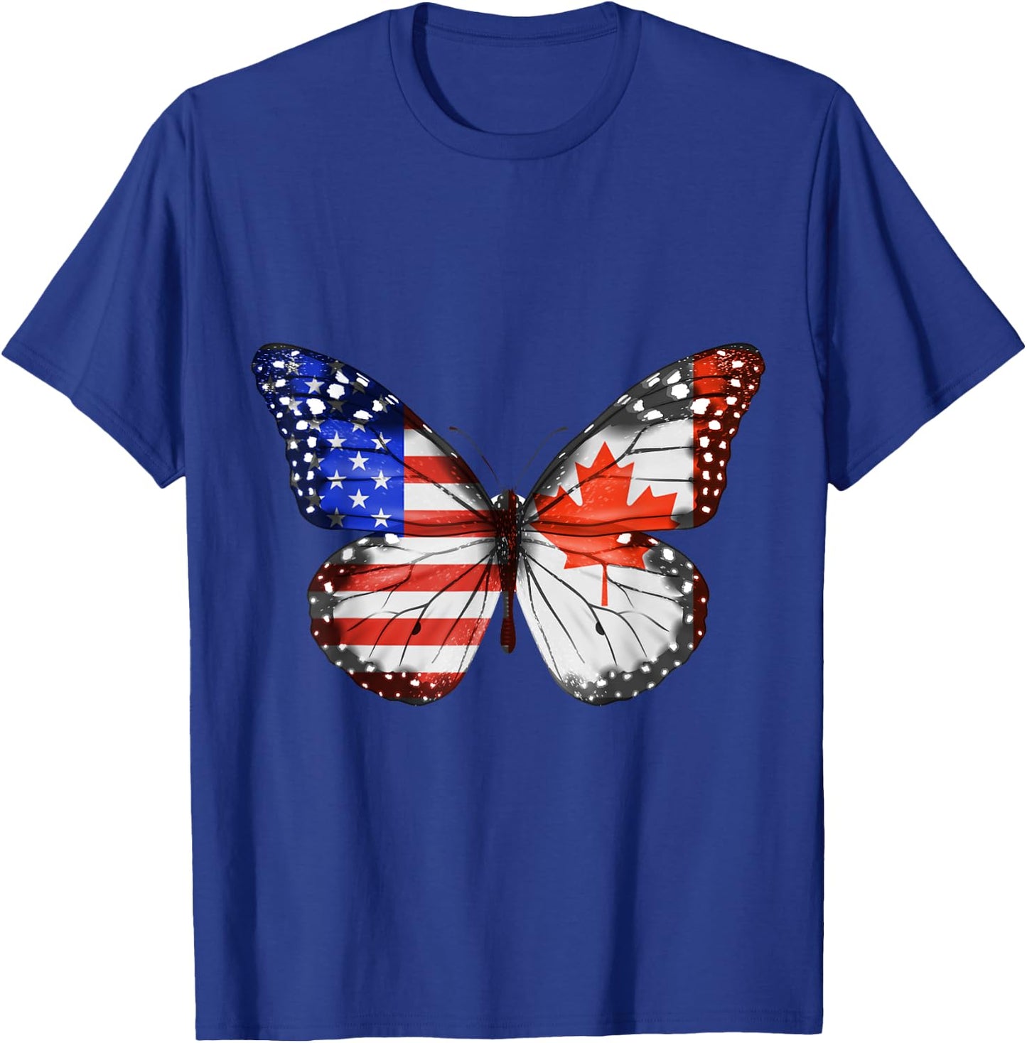 American Canadian Flag Butterfly T-Shirt - T-Shirt | Royal