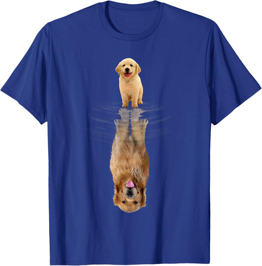 Golden Retriever Puppy Dad Reflection Graphic T-Shirt - T-Shirt | Royal
