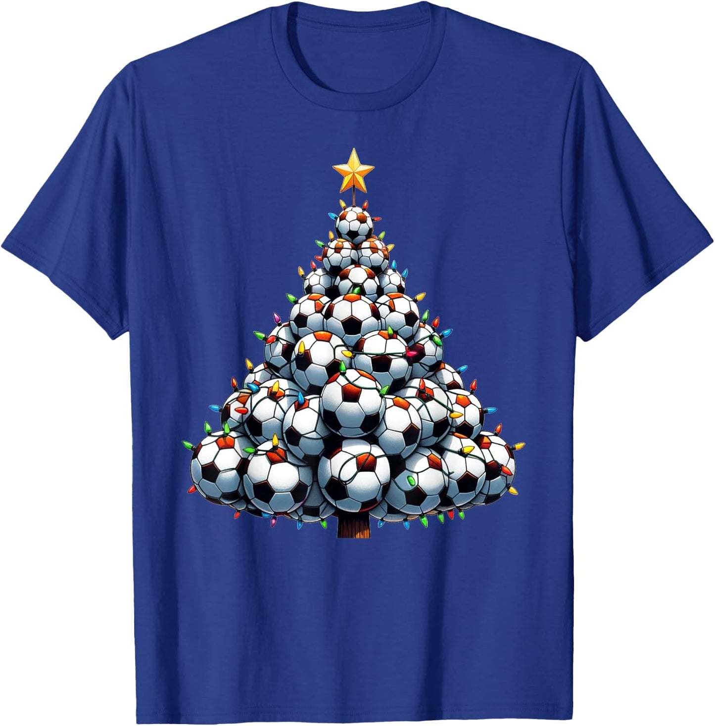Santa Christmas Soccer Tree Boys Football Soccer T-Shirt - T-Shirt | Royal