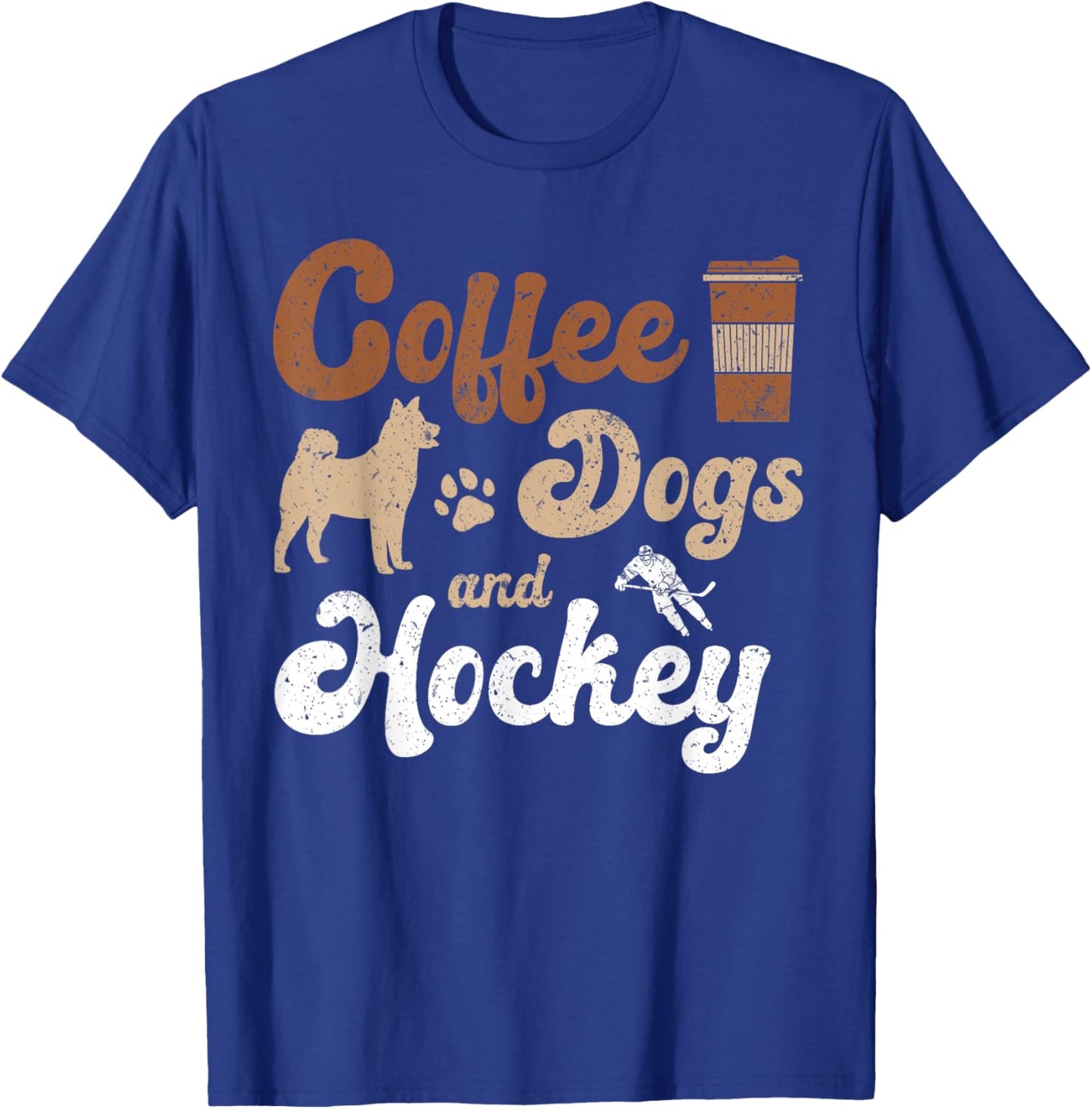 Coffee Dogs Hockey Ice Hockey Player T-Shirt - T-Shirt | Royal