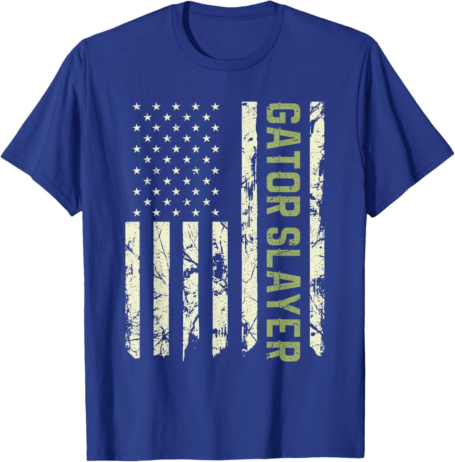 Alligator Hunter American Flag, Patriotic Gator Slayer Women Men T-Shirt - T-Shirt | Royal