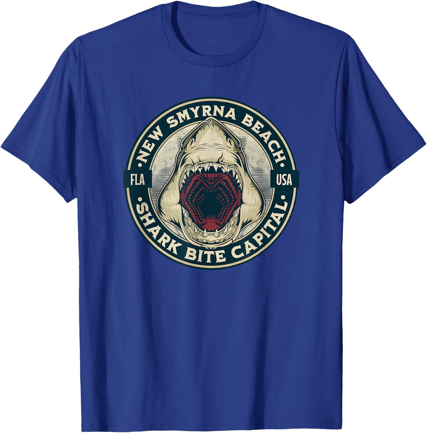 New Smyrna Beach: Shark Bite Capital Of The World Graphic T-Shirt - T-Shirt | Royal