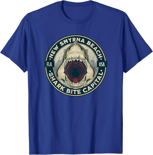 New Smyrna Beach: Shark Bite Capital Of The World Graphic T-Shirt - T-Shirt | Royal