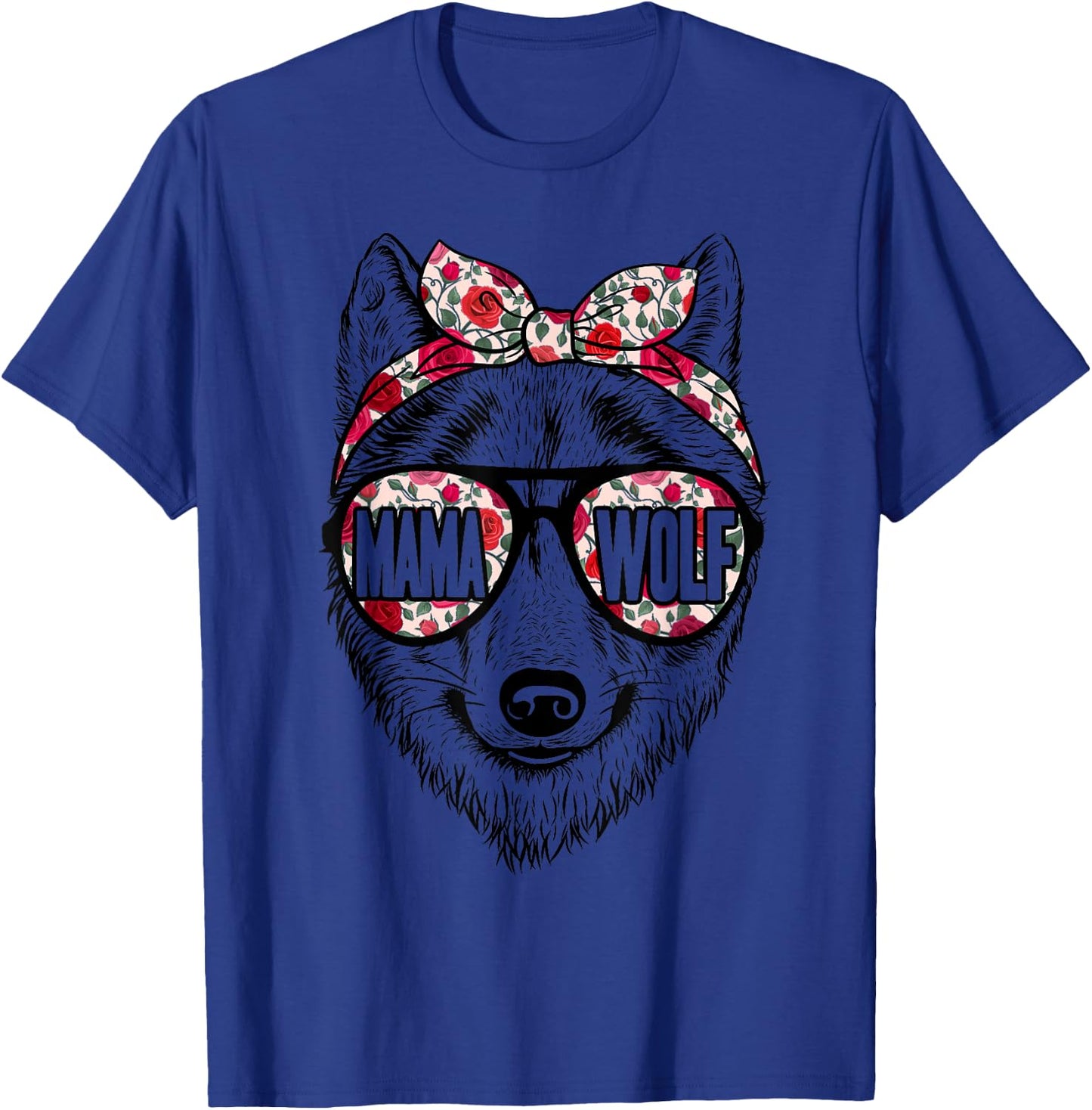 Wolf Mama Floral Cute Mom Wolf Mothers Day Mama Wolf T-Shirt - T-Shirt | Royal