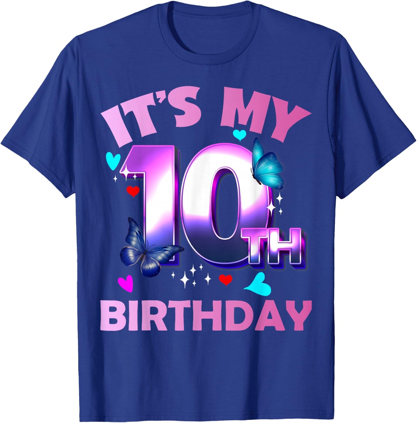 Butterflies - Girls and Boys - It´s My 10th Birthday T-Shirt - T-Shirt | Royal