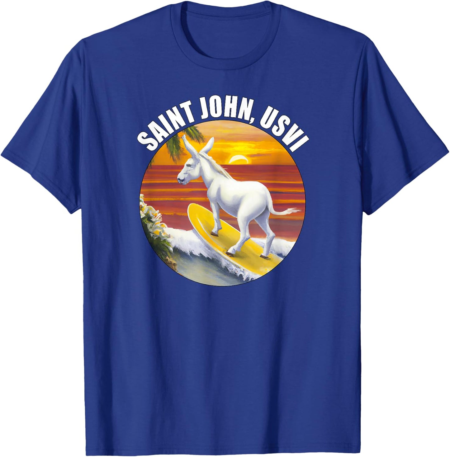 Saint John USVI Funny Surfing Donkey US Virgin Islands T-Shirt - T-Shirt | Royal