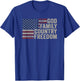 God Family Country Freedom - 4th July USA Flag Christian T-Shirt - T-Shirt | Royal
