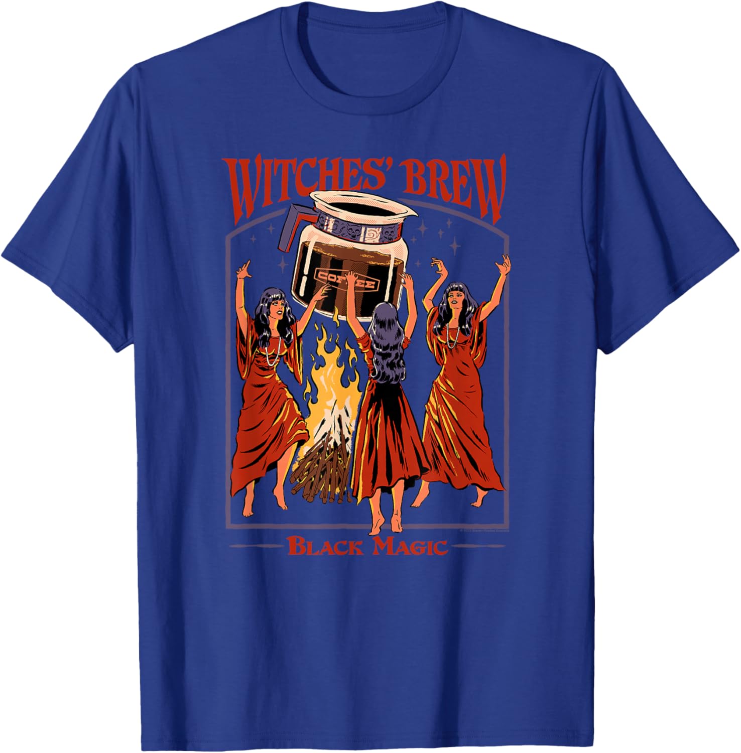 Steven Rhodes Witches' Brew Magic Coffee Retro Dark Humor T-Shirt - T-Shirt | Royal