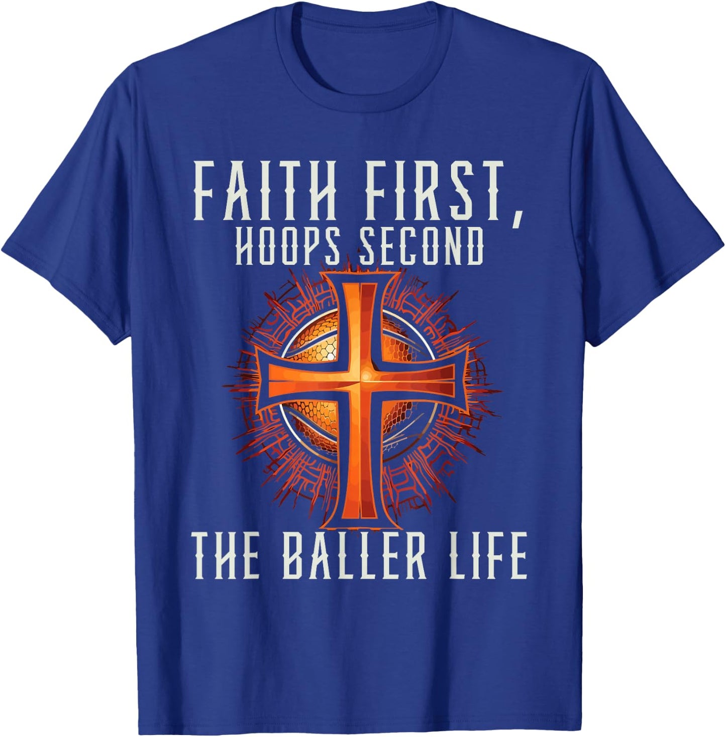 Basketball And Jesus Christ Christian Believer Hooper T-Shirt - T-Shirt | Royal