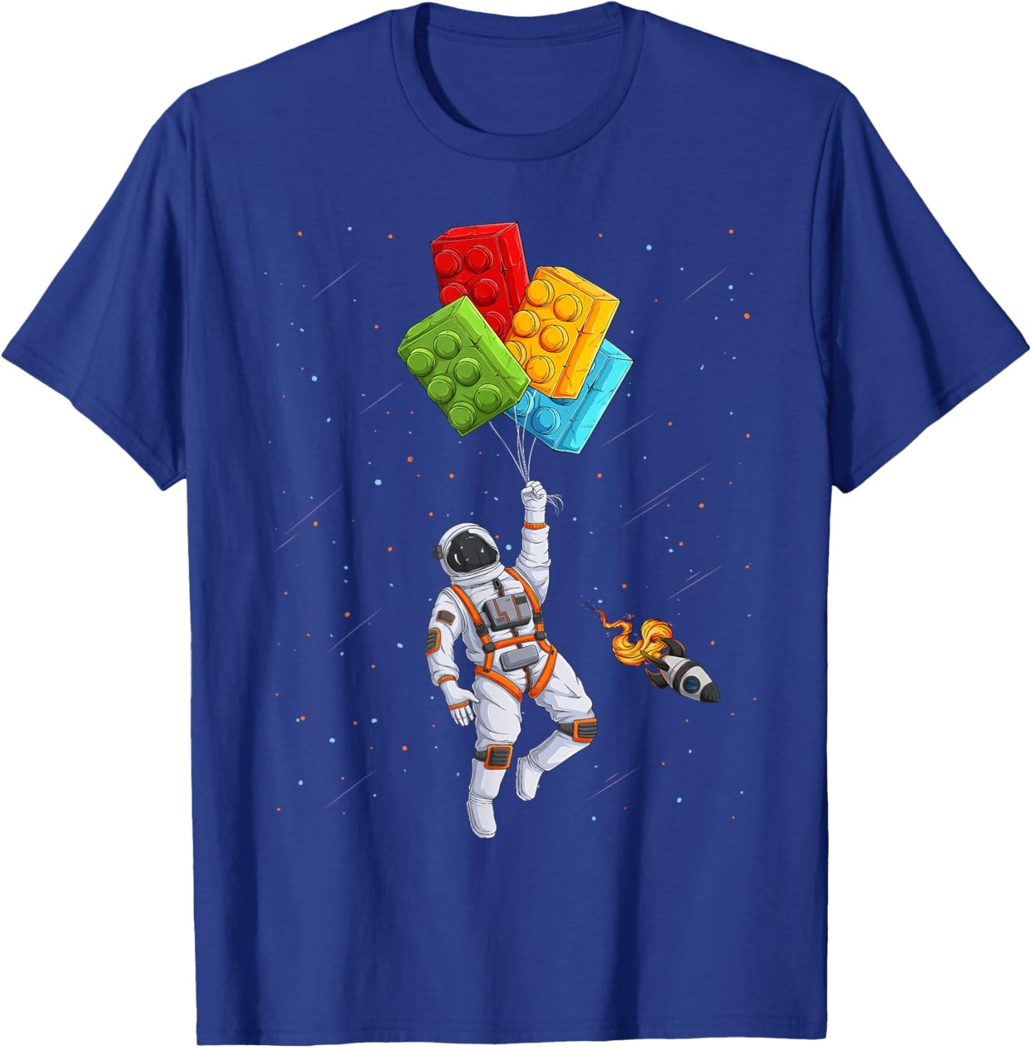 Space Astronaut Master Builder Funny Building Blocks Bricks T-Shirt - T-Shirt | Royal