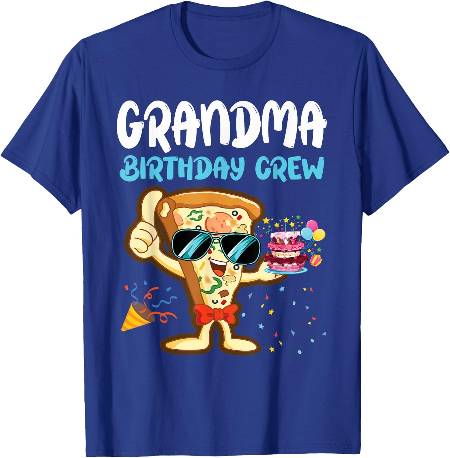 Grandma Birthday Crew Pizza Lover Party Boys Kid Girls Theme T-Shirt - T-Shirt | Royal