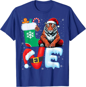 Tiger Lover Santa Hat Xmas Holiday Tiger Christmas T-Shirt - T-Shirt | Royal